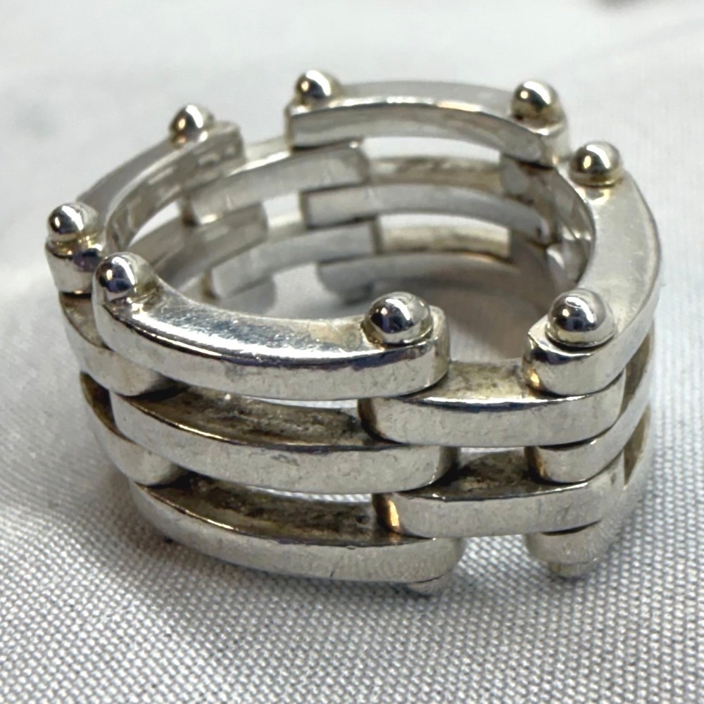 Tiffany & Co Gate Ring Womens 6.5 Silver Fair 925 750 Gold Accent Vintage